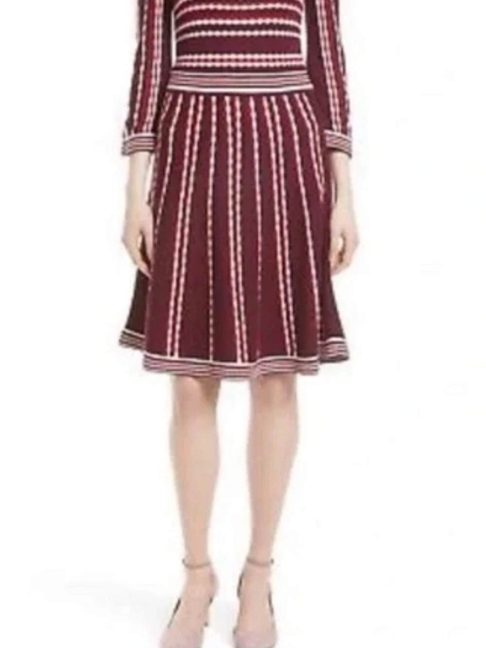 Kate Spade NY Striped Crimson-berry Sweater Dress Glendale Street Pleated - Picture 6 of 6